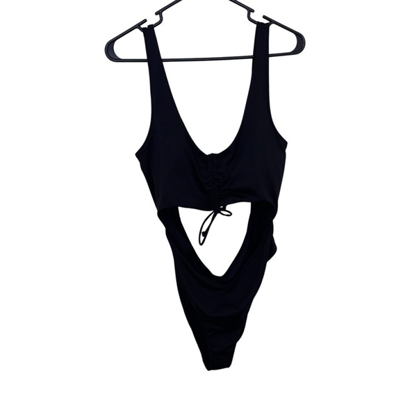 PINK Victoria's Secret Other - Pink Victoria’s Secret black Cutout One-Piece Swimsuit with Drawstring size XL